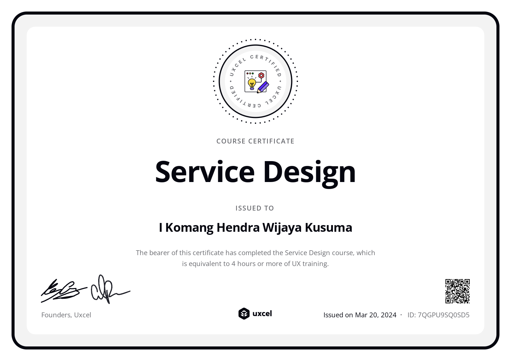 I Komang Hendra Wijaya Kusuma's certificate